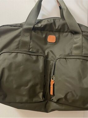 Bric's Olive Green Duffel with Tan Leather Accents